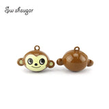 Smiling Monkey Metal Jingle Bell Charms Cartoon Pendant Jewelry Craft Finding