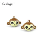 Smiling Monkey Metal Jingle Bell Charms Cartoon Pendant Jewelry Craft Finding