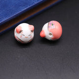 Smiling Cat Ceramic Beads for Jewelry Making 14mm