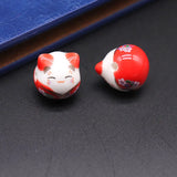Smiling Cat Ceramic Beads for Jewelry Making 14mm