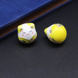 Smiling Cat Ceramic Beads for Jewelry Making 14mm
