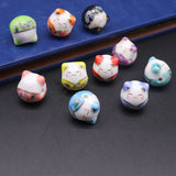 Smiling Cat Ceramic Beads for Jewelry Making 14mm