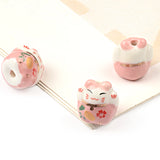 Smiling Face Cat Ceramic Beads 13mm for Jewelry Making