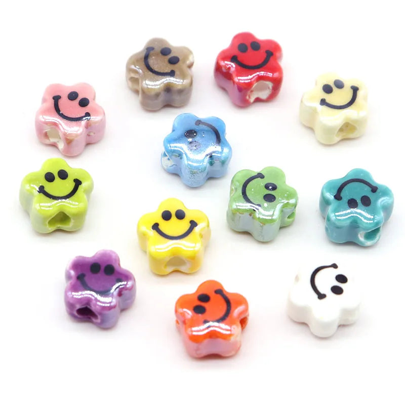 10mm Multicolor Round Flat Porcelain Spacer Beads