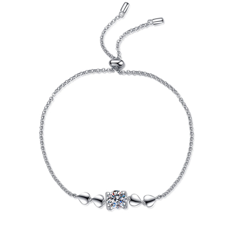 Smiling Love Silver Moissanite Bracelet Classic B0008