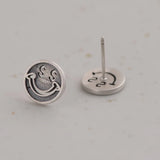 Vintage Smiling Stud Earrings 925 Jewelry for Women Girls