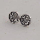 Vintage Smiling Stud Earrings 925 Jewelry for Women Girls