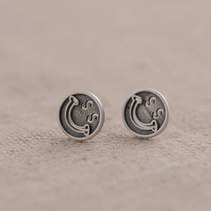 Vintage Smiling Stud Earrings 925 Jewelry for Women Girls