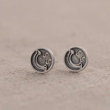 Vintage Smiling Stud Earrings 925 Jewelry for Women Girls