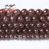 Smoky Glass Round Beads Snow Quartz Crystal Beads 6-12mm