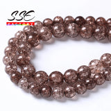 Smoky Glass Round Beads Snow Quartz Crystal Beads 6-12mm