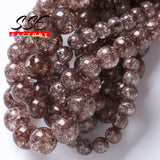 Smoky Glass Round Beads Snow Quartz Crystal Beads 6-12mm