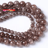 Smoky Glass Round Beads Snow Quartz Crystal Beads 6-12mm