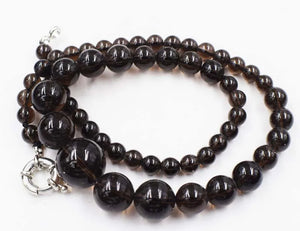 Smoky Quartz 6-14mm Round Necklace 18in Beads Natural Woman