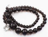Smoky Quartz 6-14mm Round Necklace 18in Beads Natural Woman