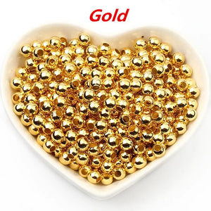 Metal Ball Beads Spacer for Jewelry Making DIY Necklace Bracelet 2-10mm
