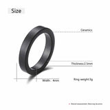 Frosted Ceramic Women's Ring 4mm - Classic Jewelry
