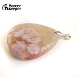 Cherry Blossoms Agate Pendant Necklace Bracelet Earrings Set