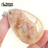 Cherry Blossoms Agate Pendant Necklace Bracelet Earrings Set