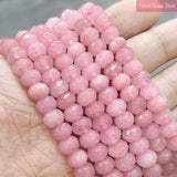 Faceted Pink Jaspers Rondelle Spacer Beads 8mm