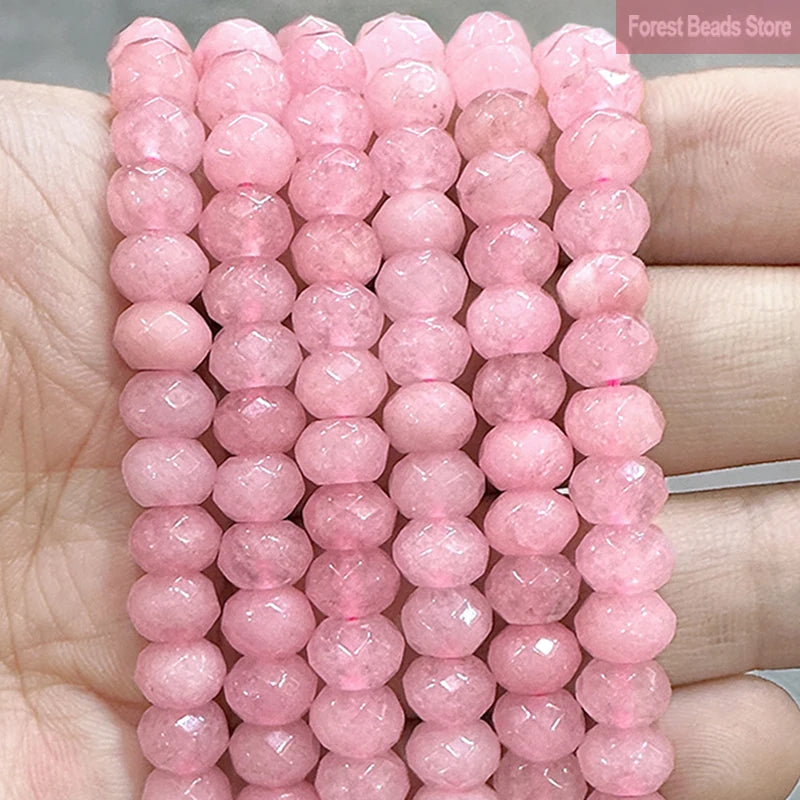 Faceted Pink Jaspers Rondelle Spacer Beads 8mm