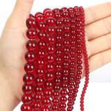 Red Garnet Glass Stone Beads Round Loose Spacer Beads