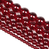 Red Garnet Glass Stone Beads Round Loose Spacer Beads