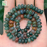 Green Indian Agates Rondelle Round Spacer Beads 15"