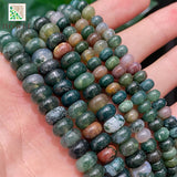 Green Indian Agates Rondelle Round Spacer Beads 15
