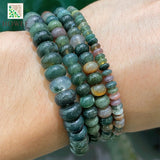 Green Indian Agates Rondelle Round Spacer Beads 15"