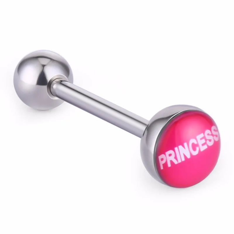 Princess Logo Tongue Rings Stainless Steel Body Jewelry