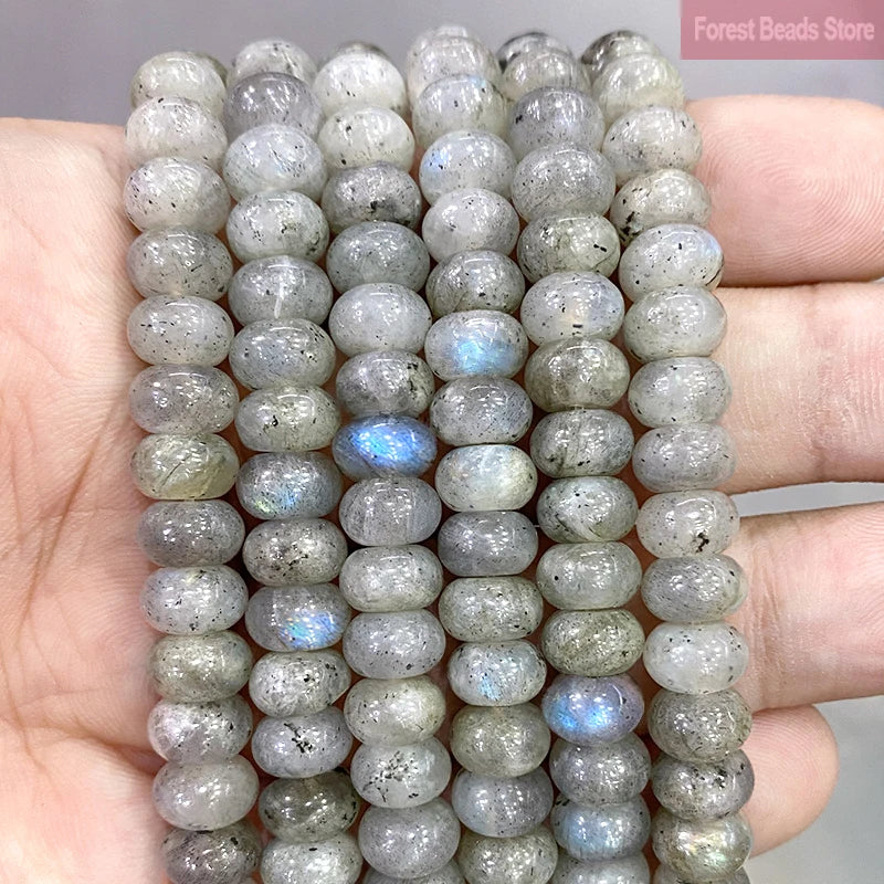 Gray Labradorite Rondelle Beads 15'' 4/6/8mm