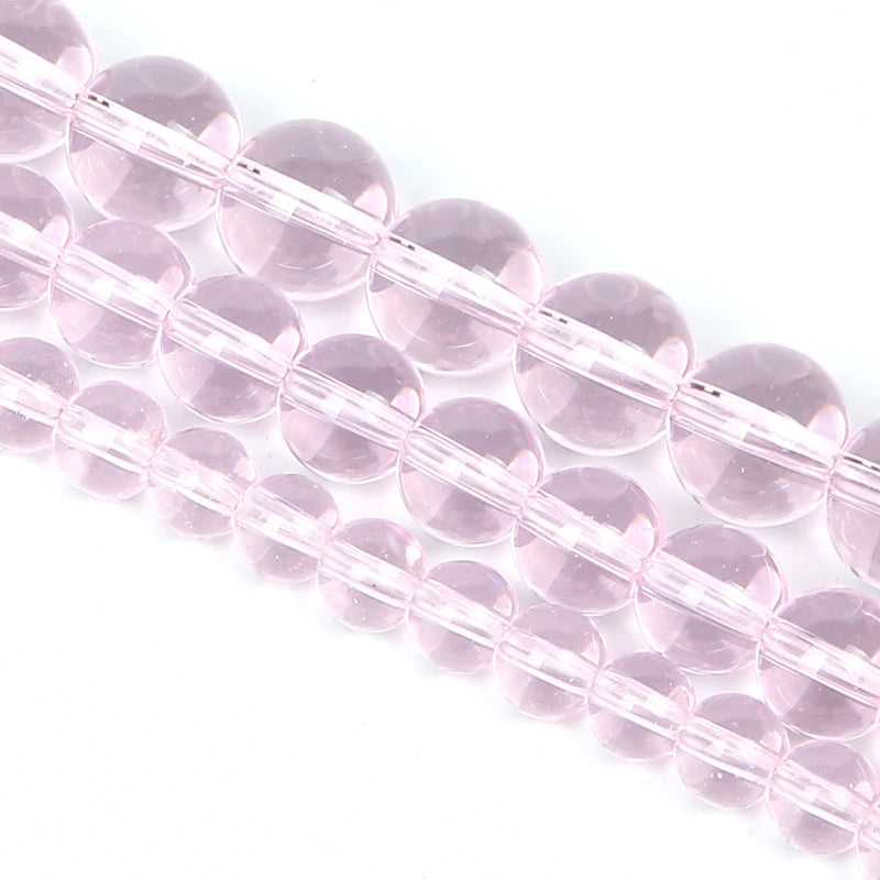 Pink Glass Natural Stone Beads Round Spacer Beads 4/6/8/10/12MM