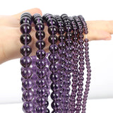 Purple Glass Stone Beads Round Spacer Loose Bead Jewelry Making DIY Bracelet