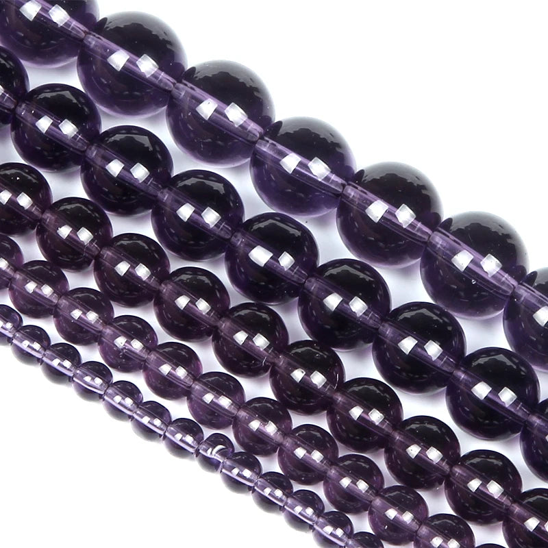 Purple Glass Stone Beads Round Spacer Loose Bead Jewelry Making DIY Bracelet