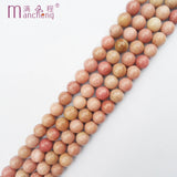 8MM Natural Rhodonite Stone Pink Wood Texture Beads