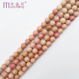 8MM Natural Rhodonite Stone Pink Wood Texture Beads