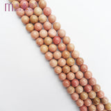 8MM Natural Rhodonite Stone Pink Wood Texture Beads