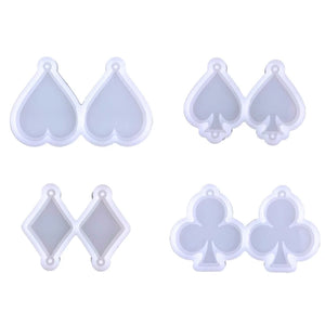 Silicone Rhombus Heart Poker Epoxy Mold for Stud Earring Pendant Resin DIY