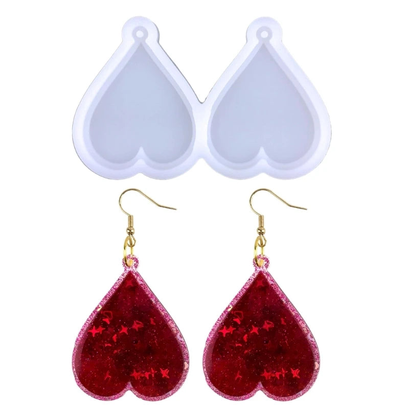 Silicone Rhombus Heart Poker Epoxy Mold for Stud Earring Pendant Resin DIY