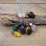 Smooth Stone Gems Perfume Bottle Pendant Necklace