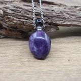 Smooth Stone Gems Perfume Bottle Pendant Necklace