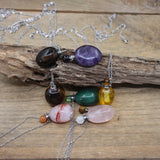 Smooth Stone Gems Perfume Bottle Pendant Necklace