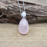 Smooth Stone Gems Perfume Bottle Pendant Necklace