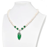 Dark Green Pearl Necklace with Pendant