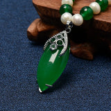 Dark Green Pearl Necklace with Pendant