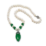 Dark Green Pearl Necklace with Pendant