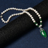 Dark Green Pearl Necklace with Pendant