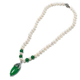 Dark Green Pearl Necklace with Pendant