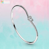925 Silver Bangle Heart Friendship Bangles Women Jewelry